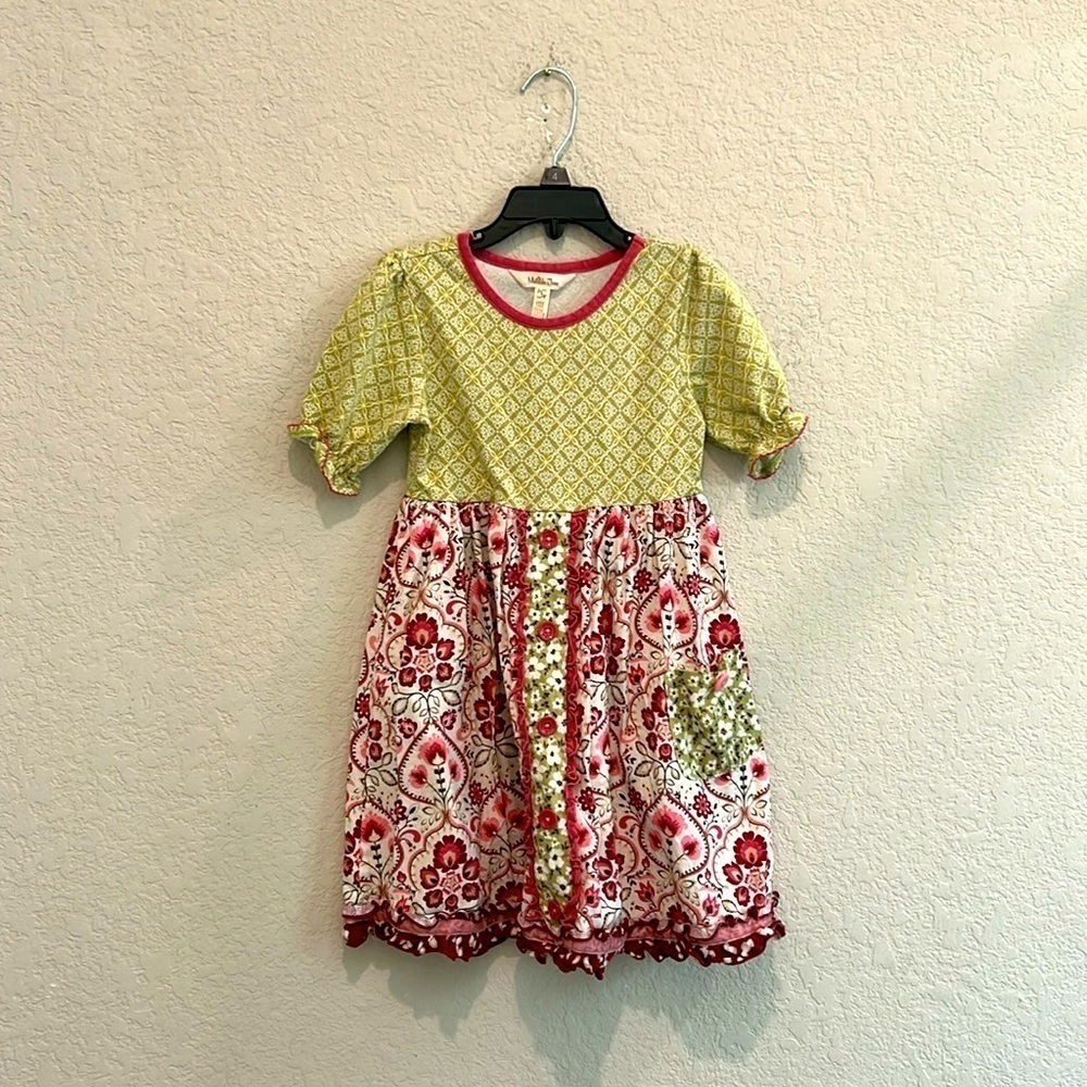 Matilda Jane dress size 6 green magenta and white